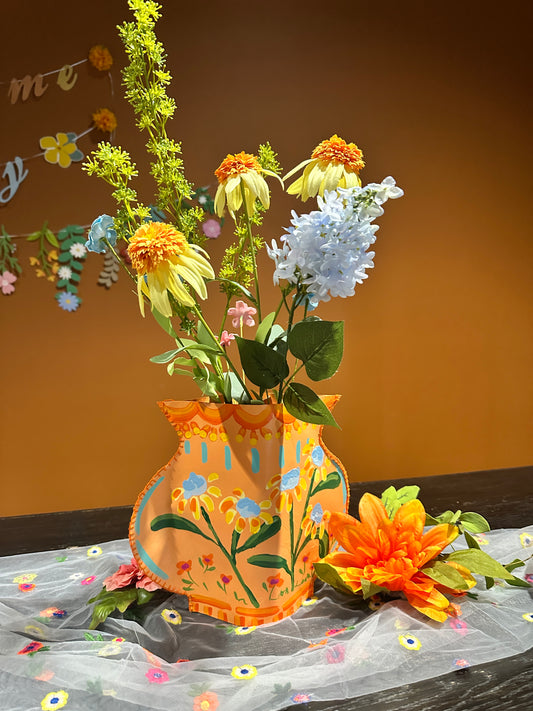 Canvas Vase Cover (Orange Background)