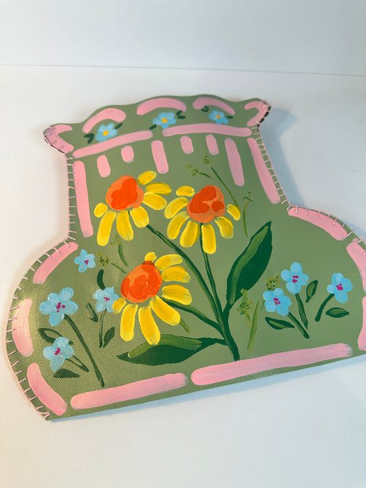 Canvas Vase Cover (Green Background)