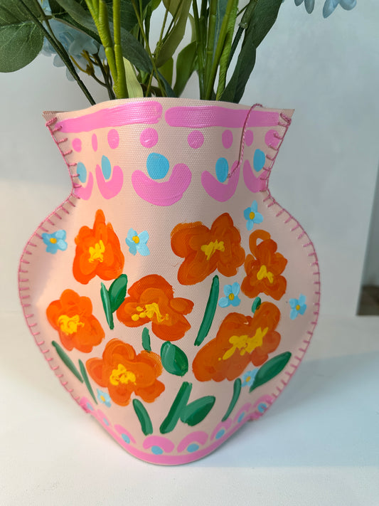 Canvas Vase Cover (Pink Background)