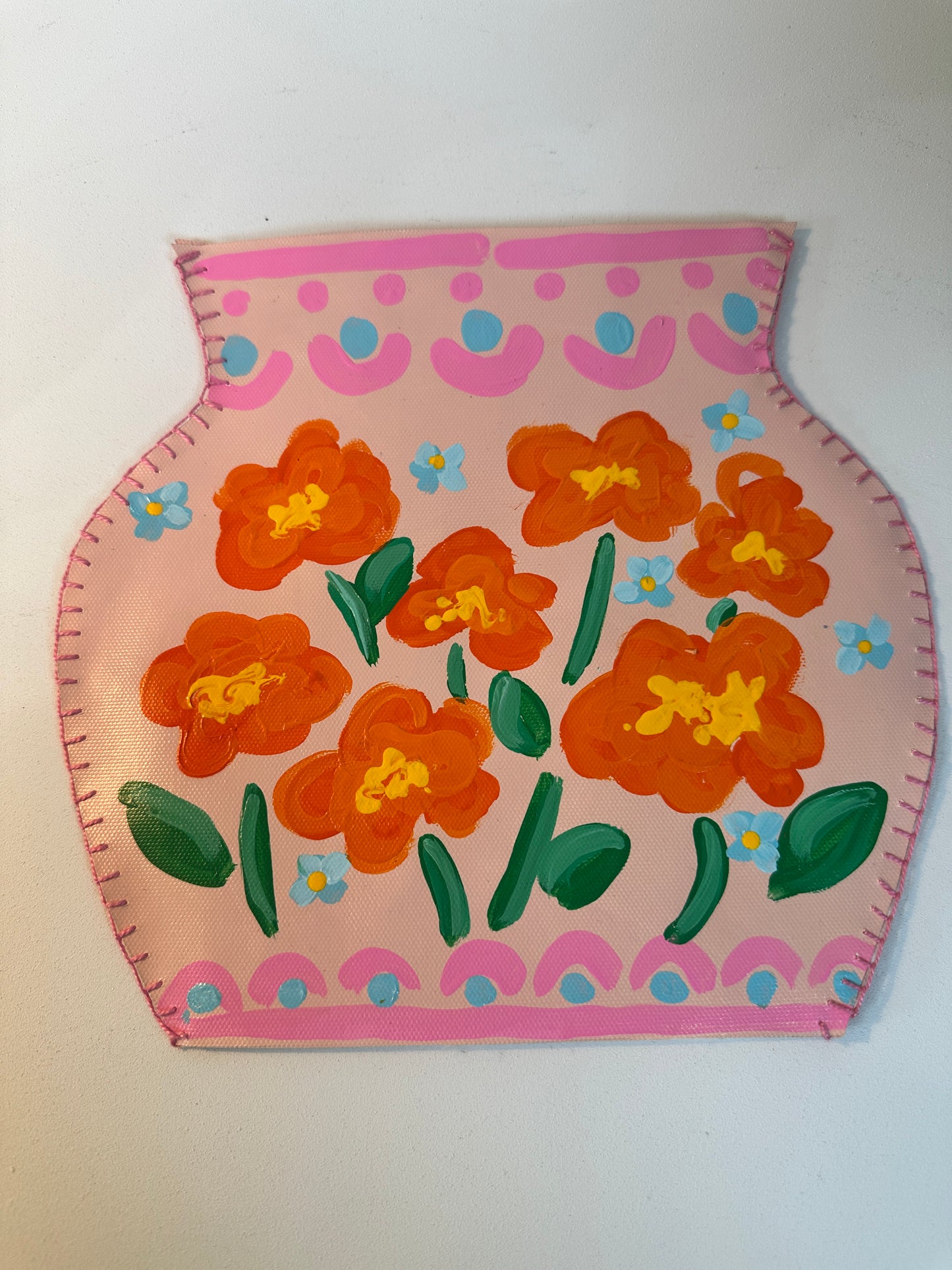 Canvas Vase Cover (Pink Background)