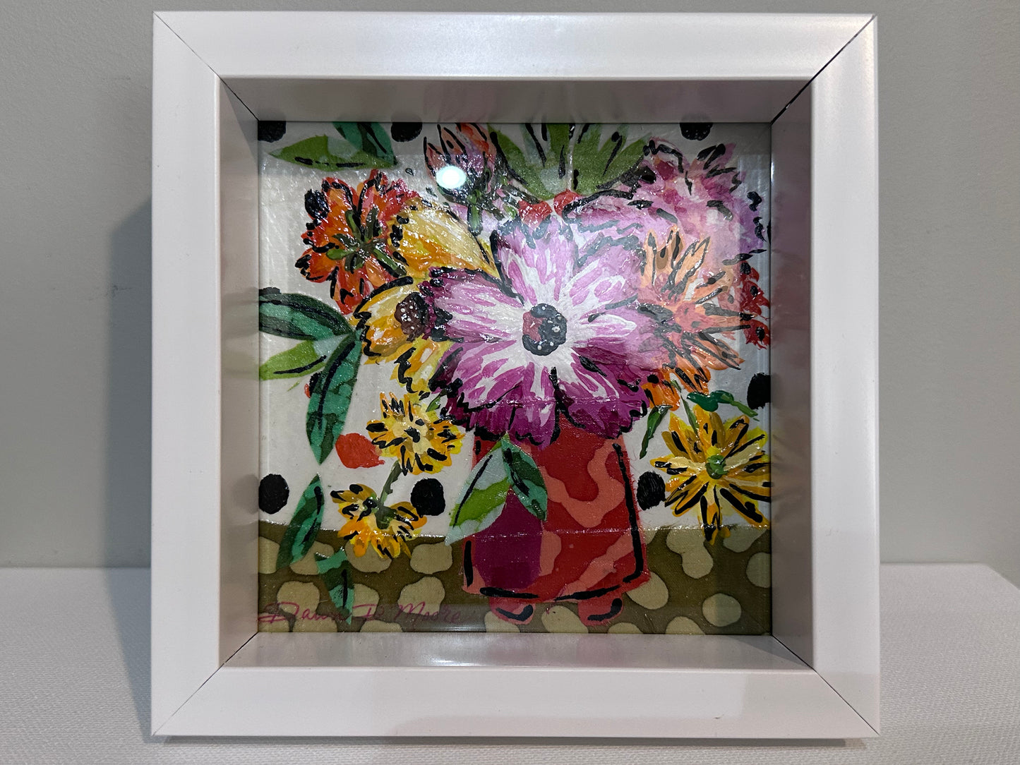 Mixed Media Floral in Modern Frame II (Little Itty-Bitty)